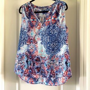 Red, White & Blue sleeveless blouse